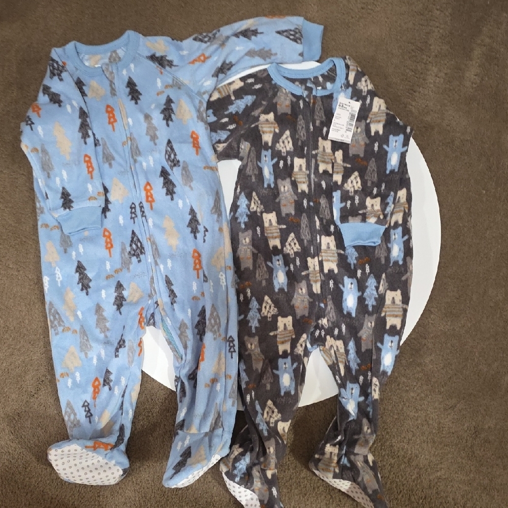 Adorable Kids Footed Pajamas - Blue and Brown